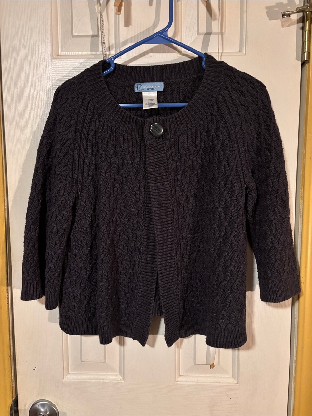 Christopher & Banks Black Cable Knit Single-Button Cardigan